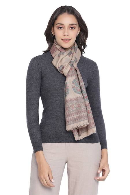 Shingora Beige Woven Floret Pattern Stole Online at Aza Fashions Shingora_Beige Woven Floret Pattern Stole _Online_at_Aza_Fashions