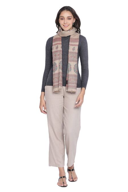 Buy Shingora Beige Woven Floret Pattern Stole Online at Aza Fashions Buy_Shingora_Beige Woven Floret Pattern Stole _Online_at_Aza_Fashions