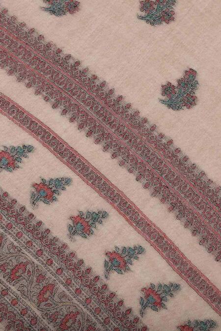 Shop_Shingora_Beige Woven Floret Pattern Stole _Online_at_Aza_Fashions