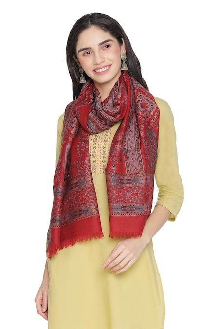Shingora Maroon Woven Abstract Stole Online at Aza Fashions Shingora_Maroon Woven Abstract Stole _Online_at_Aza_Fashions