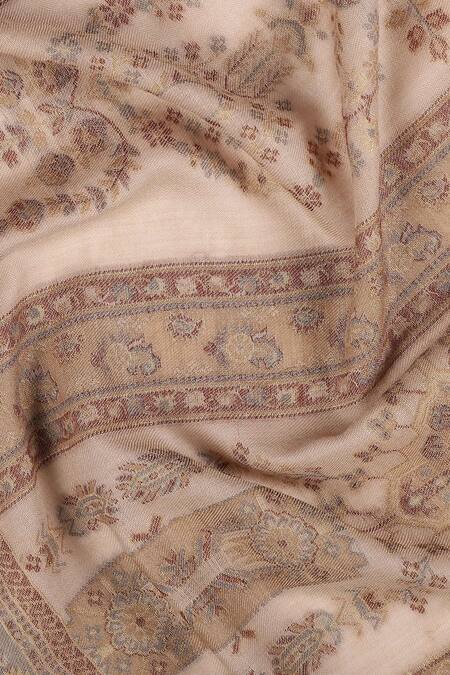 Shop_Shingora_Beige Paisley And Floral Woven Stole _Online_at_Aza_Fashions