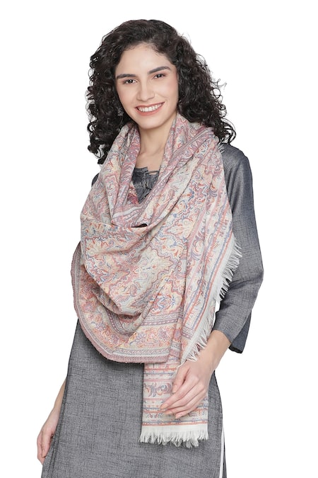 Shingora Off White Woven Floral Stole Online at Aza Fashions Shingora_Off White Woven Floral Stole _Online_at_Aza_Fashions