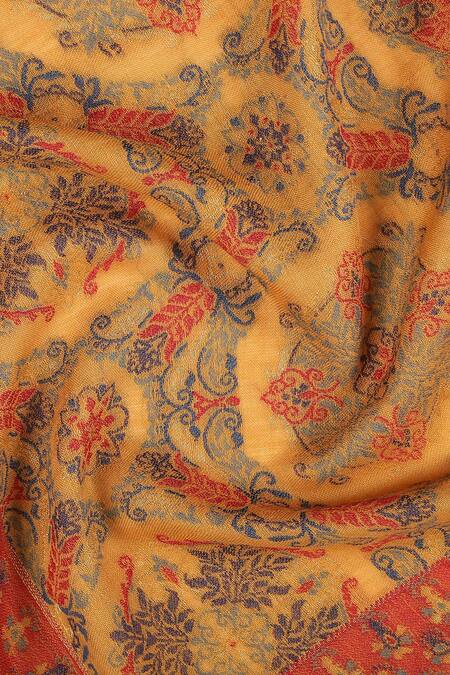 Shop Shingora Yellow Woven Floral Jacquard Pattern Stole Online at Aza Fashions Shop_Shingora_Yellow Woven Floral Jacquard Pattern Stole _Online_at_Aza_Fashions