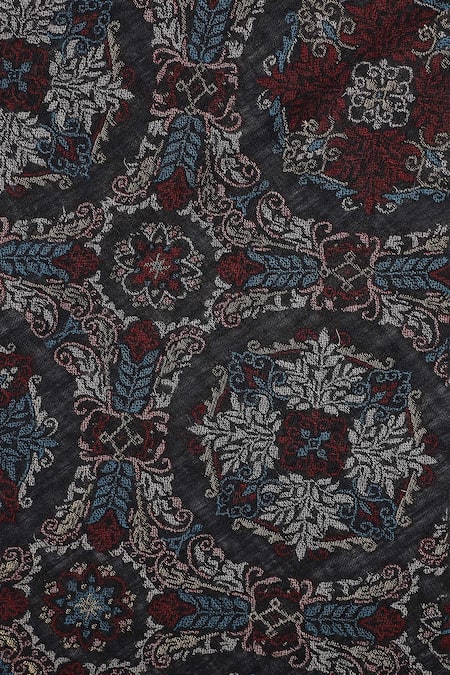 Shingora Black Woven Floral Pattern Stole at Aza Fashions Shingora_Black Woven Floral Pattern Stole _at_Aza_Fashions