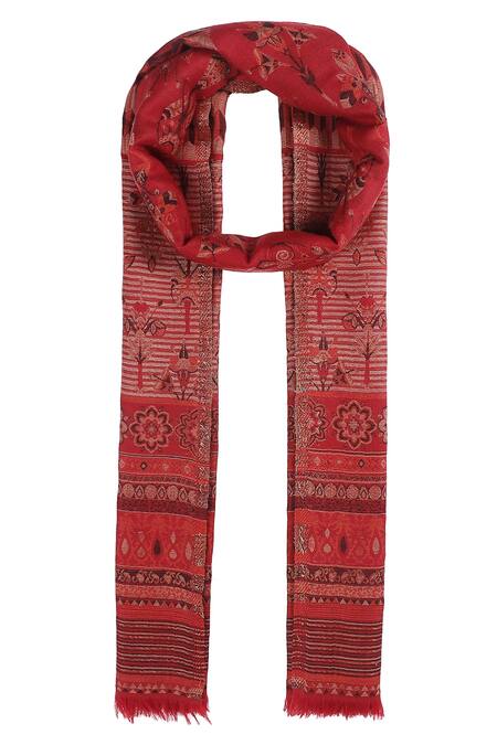 Buy Shingora Maroon Woven Jacquard Floral And Stripe Pattern Stole Online at Aza Fashions Buy_Shingora_Maroon Woven Jacquard Floral And Stripe Pattern Stole _Online_at_Aza_Fashions