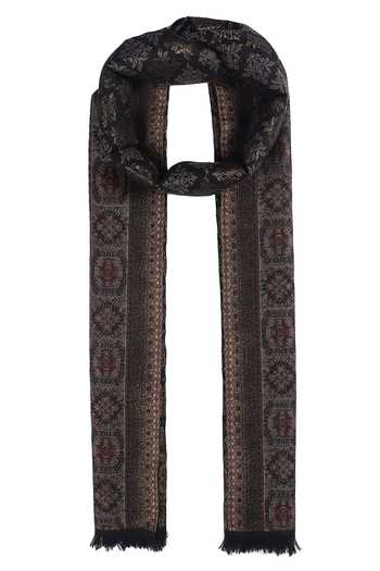 Buy_Shingora_Black Floral Jacquard Woven Stole _Online_at_Aza_Fashions