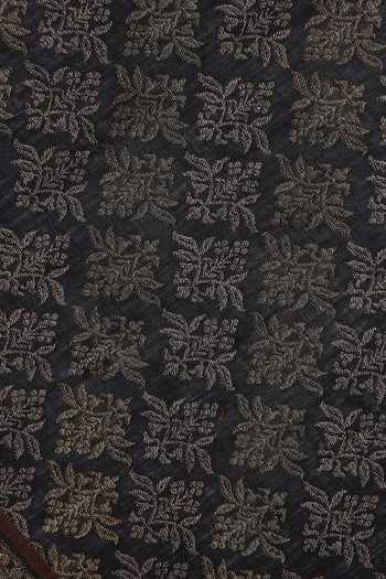 Shingora_Black Floral Jacquard Woven Stole _at_Aza_Fashions