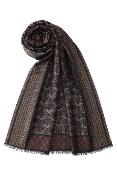 Buy Shingora Black Woven Floral Jacquard Pattern Stole Online at Aza Fashions Buy_Shingora_Black Woven Floral Jacquard Pattern Stole _Online_at_Aza_Fashions