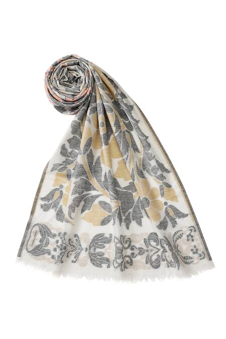 Buy Shingora Off White Woven Floral And Paisley Pattern Stole Online at Aza Fashions Buy_Shingora_Off White Woven Floral And Paisley Pattern Stole_Online_at_Aza_Fashions