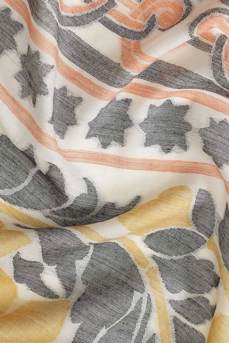 Shop Shingora Off White Woven Floral And Paisley Pattern Stole Online at Aza Fashions Shop_Shingora_Off White Woven Floral And Paisley Pattern Stole_Online_at_Aza_Fashions