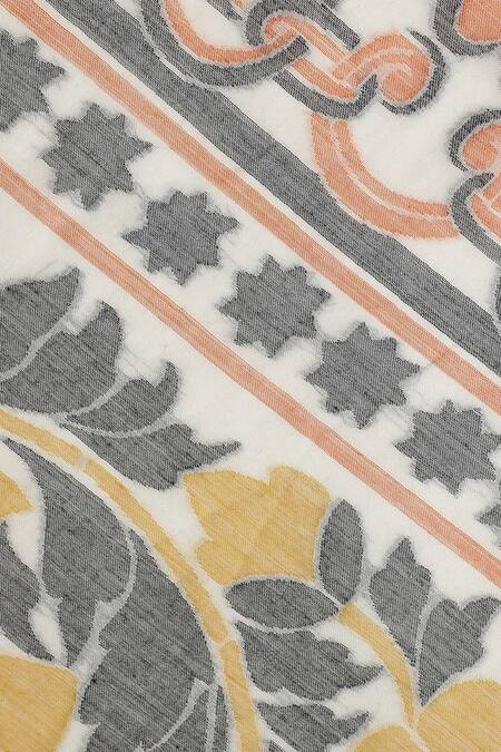 Shingora Off White Woven Floral And Paisley Pattern Stole at Aza Fashions Shingora_Off White Woven Floral And Paisley Pattern Stole_at_Aza_Fashions