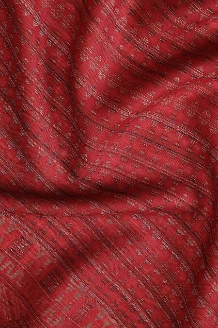 Shop_Shingora_Maroon Jacquard Stripe Pattern Stole _Online_at_Aza_Fashions