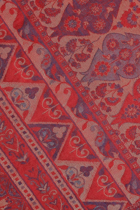 Shingora_Maroon Woven Kani Pattern Stole _at_Aza_Fashions
