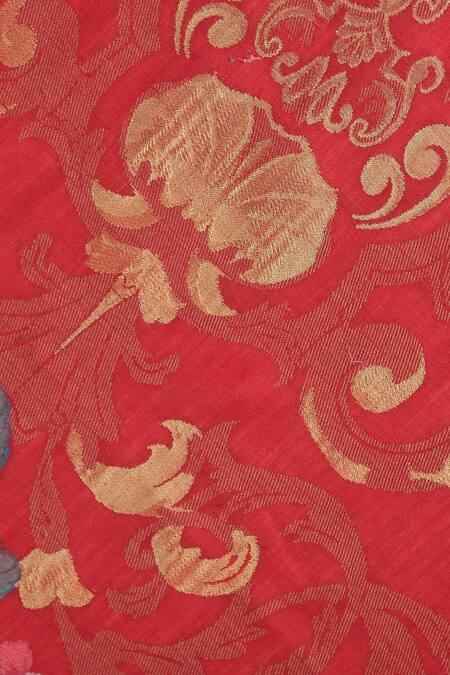 Shingora Red Woven Kani Floral Pattern Stole at Aza Fashions Shingora_Red Woven Kani Floral Pattern Stole _at_Aza_Fashions