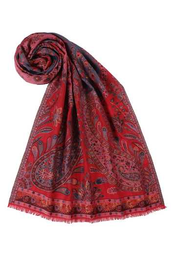 Buy_Shingora_Red Kani Woven Stole _Online_at_Aza_Fashions