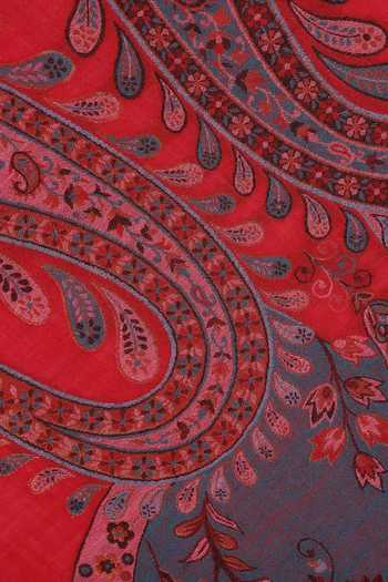 Shingora_Red Kani Woven Stole _at_Aza_Fashions