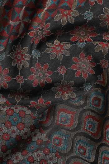 Shop_Shingora_Black Kani Floral Woven Stole _Online_at_Aza_Fashions
