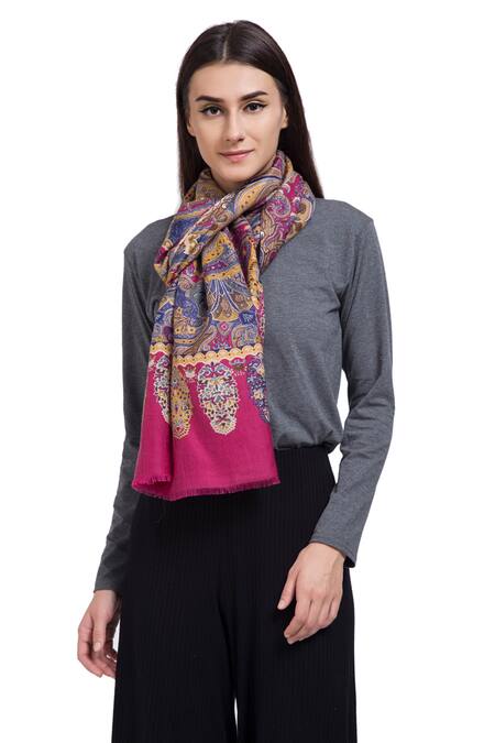 Shingora Fuchsia Printed Flower Pattern Stole Online at Aza Fashions Shingora_Fuchsia Printed Flower Pattern Stole _Online_at_Aza_Fashions