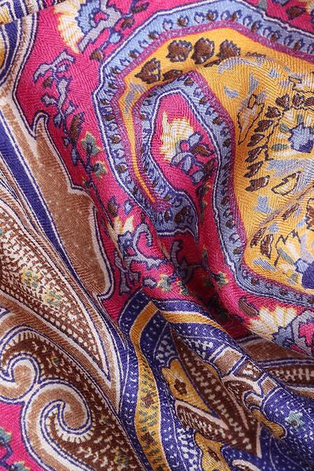 Shop Shingora Fuchsia Printed Flower Pattern Stole Online at Aza Fashions Shop_Shingora_Fuchsia Printed Flower Pattern Stole _Online_at_Aza_Fashions