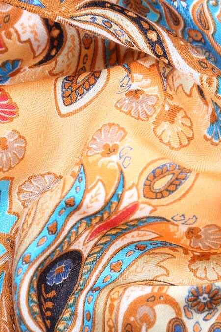 Buy Shingora Orange Printed Lotus Stole Online at Aza Fashions Buy_Shingora_Orange Printed Lotus Stole _Online_at_Aza_Fashions
