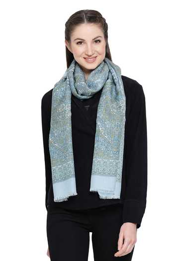 Shingora_Blue Mughal Print Stole _Online_at_Aza_Fashions