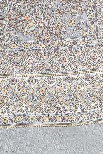 Shop_Shingora_Grey Mughal Print Vintage Stole _Online_at_Aza_Fashions