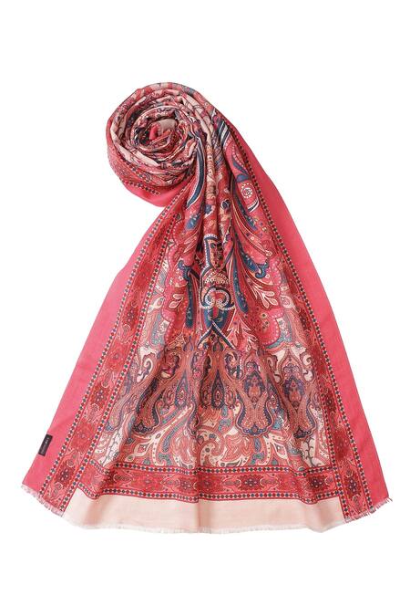 Buy_Shingora_Pink Paisley Print Stole _Online_at_Aza_Fashions