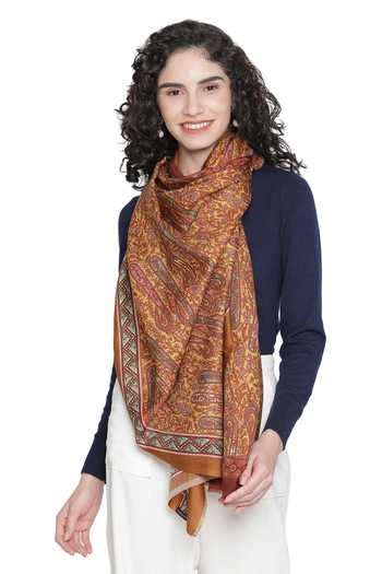 Shingora_Brown Printed Stole _Online_at_Aza_Fashions