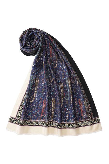 Buy Shingora Blue Printed Floral And Paisley Stole Online at Aza Fashions Buy_Shingora_Blue Printed Floral And Paisley Stole _Online_at_Aza_Fashions