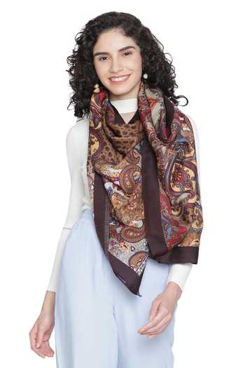 Shingora_Brown Paisley Pattern Stole _Online_at_Aza_Fashions