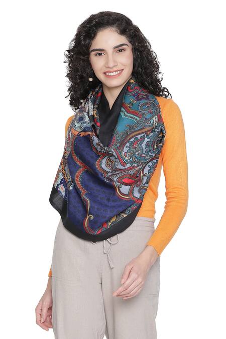 Shingora Blue Printed Paisley And Floral Pattern Stole Online at Aza Fashions Shingora_Blue Printed Paisley And Floral Pattern Stole _Online_at_Aza_Fashions