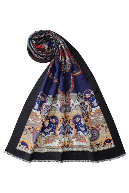 Buy Shingora Blue Printed Paisley And Floral Pattern Stole Online at Aza Fashions Buy_Shingora_Blue Printed Paisley And Floral Pattern Stole _Online_at_Aza_Fashions