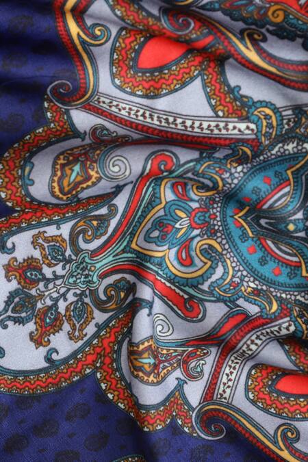 Shop Shingora Blue Printed Paisley And Floral Pattern Stole Online at Aza Fashions Shop_Shingora_Blue Printed Paisley And Floral Pattern Stole _Online_at_Aza_Fashions