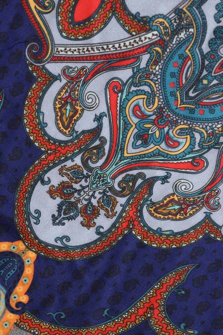 Shingora Blue Printed Paisley And Floral Pattern Stole at Aza Fashions Shingora_Blue Printed Paisley And Floral Pattern Stole _at_Aza_Fashions
