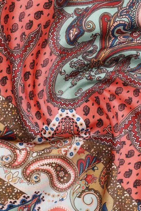 Shingora Blue Printed Paisley And Floral Pattern Stole at Aza Fashions Shingora_Blue Printed Paisley And Floral Pattern Stole _at_Aza_Fashions