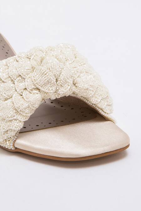 Shop Doux Amour Ivory Cut Dana Work Rosalind Belinda Peony Kitten Heels Online at Aza Fashions Shop_Doux Amour_Ivory Cut Dana Work Rosalind Belinda Peony Kitten Heels _Online_at_Aza_Fashions