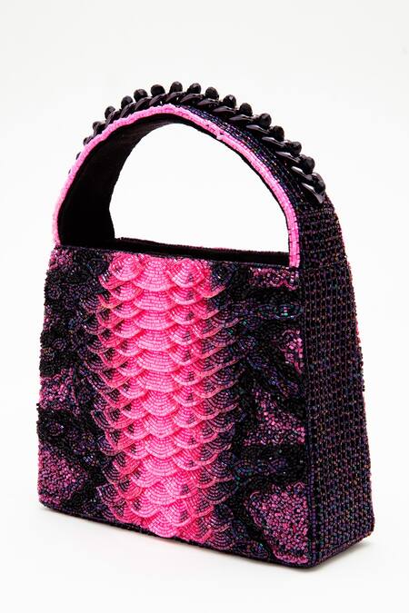 Doux Amour Pink Embellished Serpent Casey Ombre Bag Online at Aza Fashions Doux Amour_Pink Embellished Serpent Casey Ombre Bag _Online_at_Aza_Fashions