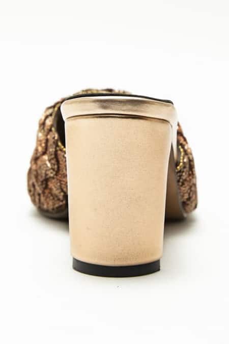 Buy Doux Amour Pink Cut Work Matilda Belinda Embellished Block Heels Online at Aza Fashions Buy_Doux Amour_Pink Cut Work Matilda Belinda Embellished Block Heels _Online_at_Aza_Fashions