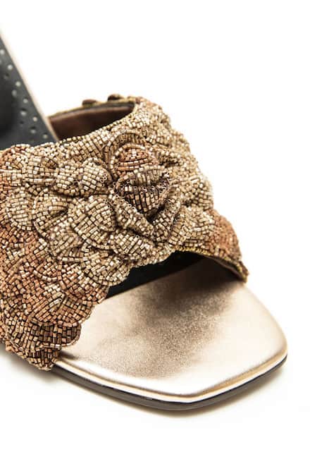 Shop Doux Amour Pink Cut Work Matilda Belinda Embellished Block Heels Online at Aza Fashions Shop_Doux Amour_Pink Cut Work Matilda Belinda Embellished Block Heels _Online_at_Aza_Fashions