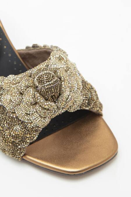 Shop Doux Amour Gold Cut Dana Work Matilda Belinda Embellished Heels Online at Aza Fashions Shop_Doux Amour_Gold Cut Dana Work Matilda Belinda Embellished Heels _Online_at_Aza_Fashions