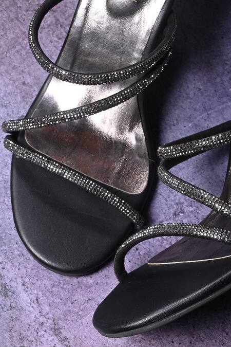 Miraki Black Embellished Rhinestone Straps Heels at Aza Fashions Miraki_Black Embellished Rhinestone Straps Heels _at_Aza_Fashions