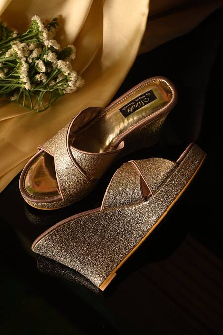 Buy_Miraki_Multi Color Glitter Cross Strap Wedges _Online_at_Aza_Fashions