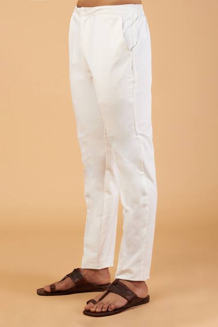 Rabani & Rakha_Blue Crepe, Satin, Cotton Sequins, Metallic Mughal Pattern And Work Kurta Set _Online_at_Aza_Fashions