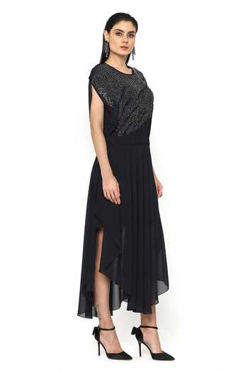 Buy_Rohit Gandhi + Rahul Khanna_Blue Tulle Embellished Round Swan Bodice Dress _Online_at_Aza_Fashions