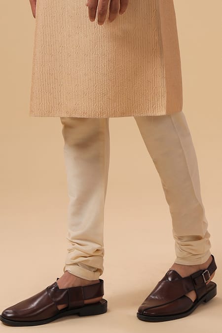 Raghavendra Rathore Blue_Beige Silk, Cotton Embroidery Tonal Kurta With Pant _at_Aza_Fashions