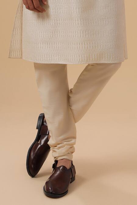 Buy_Raghavendra Rathore Blue_Off White Silk, Cotton Embroidery Geometric Kurta With Pant _Online_at_Aza_Fashions