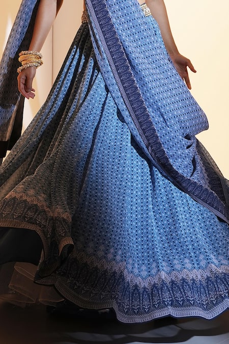 Buy Rashika Sharma Blue Georgette, Linen Embroidery, Cut Work, Aastha Abstract Print Lehenga Set Online at Aza Fashions Buy_Rashika Sharma_Blue Georgette, Linen Embroidery, Cut Work, Aastha Abstract Print Lehenga Set _Online_at_Aza_Fashions