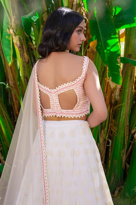 Beautiful Rainbow Sequins Embroidered White Lehenga Choli | 3 Part Outfit