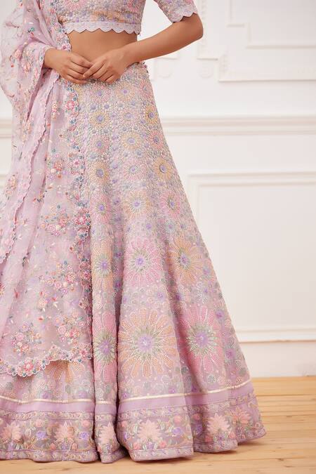 Rahul Mishra Purple Viscose, Organza, Silk Embroidery, Sequins Inara Bridal Lehenga Set Online at Aza Fashions Rahul Mishra_Purple Viscose, Organza, Silk Embroidery, Sequins Inara Bridal Lehenga Set _Online_at_Aza_Fashions