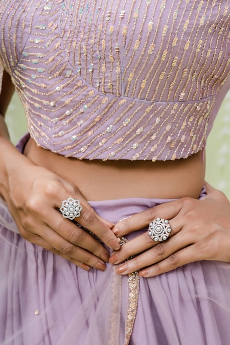 Shop Redpine Designs Purple Crepe Georgette, Dupatta Net Cutdana, Sequins, Pleated Lehenga Set Online at Aza Fashions Shop_Redpine Designs_Purple Crepe Georgette, Dupatta Net Cutdana, Sequins, Pleated Lehenga Set _Online_at_Aza_Fashions